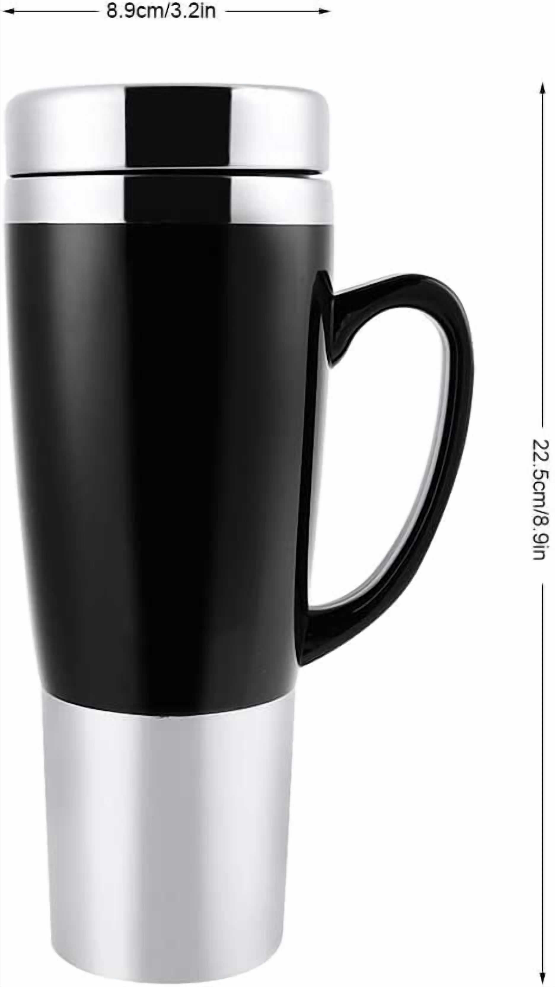 ABCISI 12V Car Kettle Boiler - 450ml Electric Water Insulated Car Mug - Travel Heating Cup Kettle - Car Heating Travel Cup for Hot Coffee/Milk/Tea(Black)