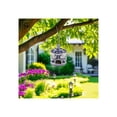 thumbnail image 2 of Round Bird Feeder for Garden or Yard Decor and Outside Display - Ceramic Hanging Bird House Design for Outdoor, Window or Floor - Decorative Bath Feeder for Garden Styling - 8", White & Blue, 2 of 11