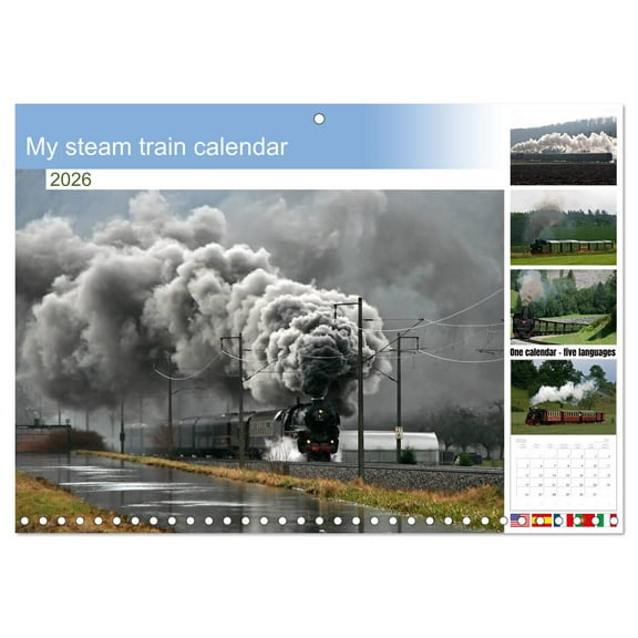 My steam train calendar (Monthly Wall Calendar 2026 11.7 x 16.5 (open)), CALVENDO 14 Month Calendar