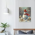 thumbnail image 3 of Nawypu  Christmas Canvas Wall Art Snowman Deer Cardinal Red Bird Decoration Picture for - Winter Scene Painting Farmhouse Poster Framed Living Room Home Prints, 3 of 4