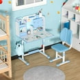 thumbnail image 2 of YNCE Kids Table and Chairs Set 5-16,Height Adjustable Children Study Desk Chair Set,Multifunctional Writing Desk Table with Drawer,Bookstand,Ergonomic Learning Drawing Table for Girl Boy (Blue #3), 2 of 7