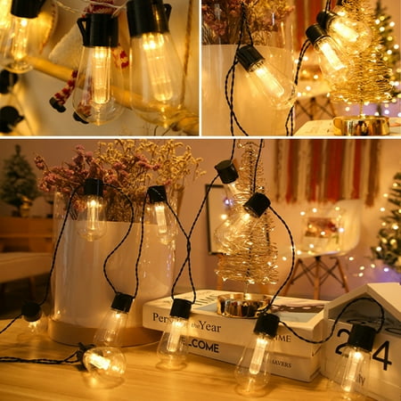 

Ledander Edison light bulb string，Solar LED String Lights from Bulb Strings Waterproof Decorative Lights for Party Decorations Garden Yard Balcony，Party Wedding(white-10 lights)