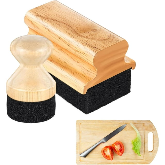 Chopping Board Wax Applicator with Handle - Butcher Block Brush | Brush for Greasing and Cleaning Wooden Utensils, Spoons, Countertops, Restoration of Boards,A
