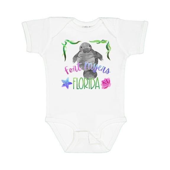 Inktastic Fort Myers Florida Cute Swimming Manatee Boys or Girls Baby Bodysuit