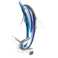 thumbnail image 2 of 14" Mouth Blown Tall Blue Dolphin On Clear Base Art Glass, 2 of 2