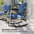 thumbnail image 3 of Outsunny 3 Piece Patio Furniture Set, Wicker Rocking Chairs with Coffee Table, Cushions, Outdoor Bistro Set for Porch, Garden, Gray, 3 of 9
