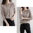 thumbnail image 4 of Delayuji Women's Cardigan Sweater Round Neck Sweater Spring Fall Winter Long Sleeve Knitted Solid Color Soft Cardigan Sweater, 4 of 4