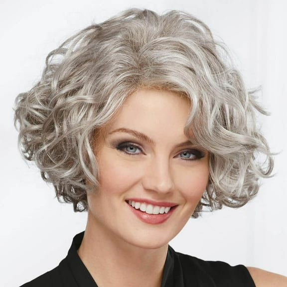 Paula Young Meryl WhisperLite Wig Stylish Mid-Length Bob Wig with Face-Framing Layers Of Loose Barrel Curls/Multi-tonal Shades of Blonde, Silver, Brown, and Red