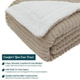 thumbnail image 4 of PAVILIA Reversible Sherpa Fleece Throw Blanket Twin Taupe Tan Camel, Soft Fuzzy Plush Flannel Throw, Warm Ribbed Microfiber Blanket for Sofa Couch Bed, Thick Striped Blanket, Taupe, 60x80, 4 of 7