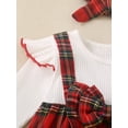 thumbnail image 5 of Caoirhny Infant Baby Girl Fall Romper 3 6 9 12 18 Months Plaid Fake Two-Piece Ruffle Long Sleeve Bodysuit and Bow Headband 2 Piece Clothes, 5 of 9