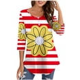 thumbnail image 1 of Birdeem Blouse pour Femmes Col Rond Manches 3/4 Boutonnée, 1 of 9