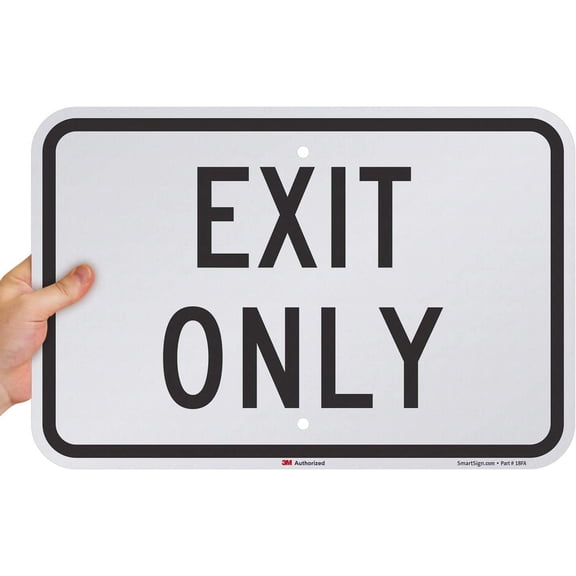 SmartSign - K-1757-EG-12x18-D2 "Exit Only" Sign 12" x 18" 3M Engineer Grade Reflective Aluminum Black on White