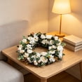 thumbnail image 5 of Veeogra Artificial Floral Wreath,Front Door Wreath,17.7" White Rose Eucalyptus Wreath,Rustic Handmade Floral Decor,All Season Round Wreath,Indoor & Outdoor Decor,Wreaths For Front Door Outside, 5 of 9