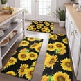 thumbnail image 2 of Black Sunflower Green Leaf Pattern Kitchen Rugs Sets Of 3,Kitchen Runner Rugs Non Skid Washable,Decorative Kitchen Floor Mats for Kitchen,Sink,Laundry,17"x30"+ 17"x47" + 17"x59", 2 of 6