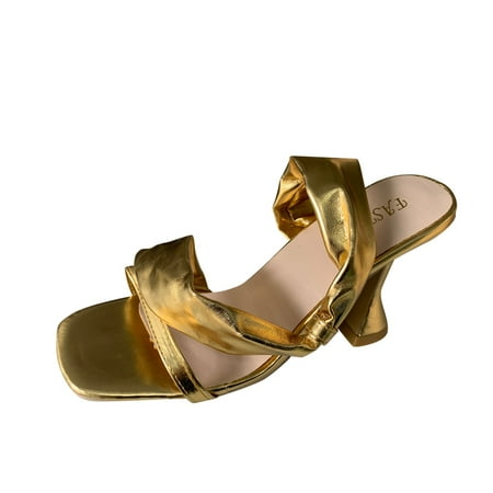 

Vedolay Ladies High Heels Women s Comfy Orthotic High Heels Summer Orthopedic Open Toe High Shoes Gold 6.5