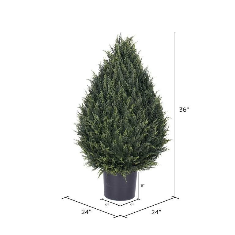 Vickerman 36" Artificial UV Resistant Cedar Pine Cone Topiary In Black Pot.  - Walmart.com