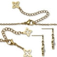 thumbnail image 2 of Genuine Black Mother of Pearl Gold Ion-Plated Stainless Steel Clover Jewelry Set, 2 of 5
