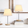 thumbnail image 5 of Small Table Lamps Set for Bedroom, Wood Desk Lamp with White Fabric Shade for Dresses, Nightstand, Bedside, Coffee Table, 5 of 6