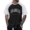 thumbnail image 1 of Men's Raglan Sleeve Color Block T-Shirt Trendy Milk Silk Polyester Shirt, 1 of 3