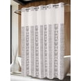 thumbnail image 4 of Black Stripe No Hook Shower Curtain Waterproof, Bathroom Curtains with Snap in Liners and See Through Top Window, Modern Abstract Vertical Stripes Beige Hotel Style Bathtub Curtains Shower 60"Wx72"L, 4 of 8