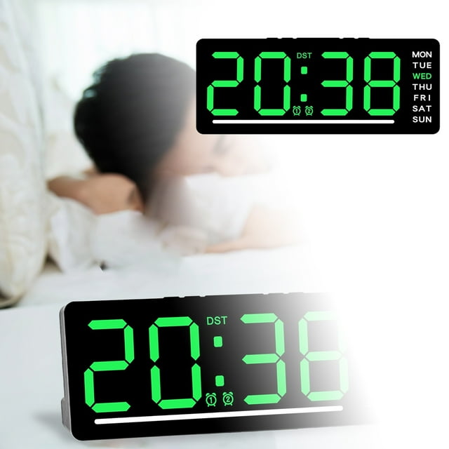 uhnmki Digital Alarm Clock Electronic Clock Functional LED Clock Children S Bedside Silent Clock 2.5x15.5x6.3cm