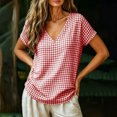 thumbnail image 6 of Neewe Womens Loose Casual Print V Neck Short Sleeve Shirts Classic Blouses Tops with Summer Daily Outfits, 6 of 8