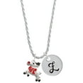 thumbnail image 1 of Delight Jewelry Silvertone Reindeer with Red Crystal Silvertone Script Initial Disc - Z - Charm Necklace, 20"+3", 1 of 4