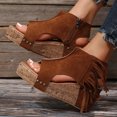 thumbnail image 5 of Anuirheih Wedge Heels Sandals for Women, Womens Hollow Out Open Toe Wedges High Heels Beach Sandals for Party Dress(Retro,Brown), 5 of 9