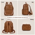 thumbnail image 5 of RAINSMORE Backpack Purse for Women PU Leather Backpack for Work Office Small Fashion Daypack for College Travel,Brown, 5 of 8