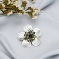 thumbnail image 4 of Vintage Elegance Mother of Pearl Shell and Gray Crystal Bead Flower Brooch Pin for Anniversary, 4 of 5