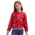 thumbnail image 1 of Yhong Enfants Filles Veste de Baseball Brillante à Paillettes Manteau Cardigan de Soirée de Rue Blazer Formel Fête Rouge 6, 1 of 8
