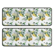 Kitchen Rugs Sets Of 2,Yellow Lemon Fruit Leaves White Pattern Anti Fatigue Kitchen Mat Rugs Non Slip Washable,Decorative Kitchen Floor Mats for Kitchen,Sink,Laundry,17"x47" 17"x47"