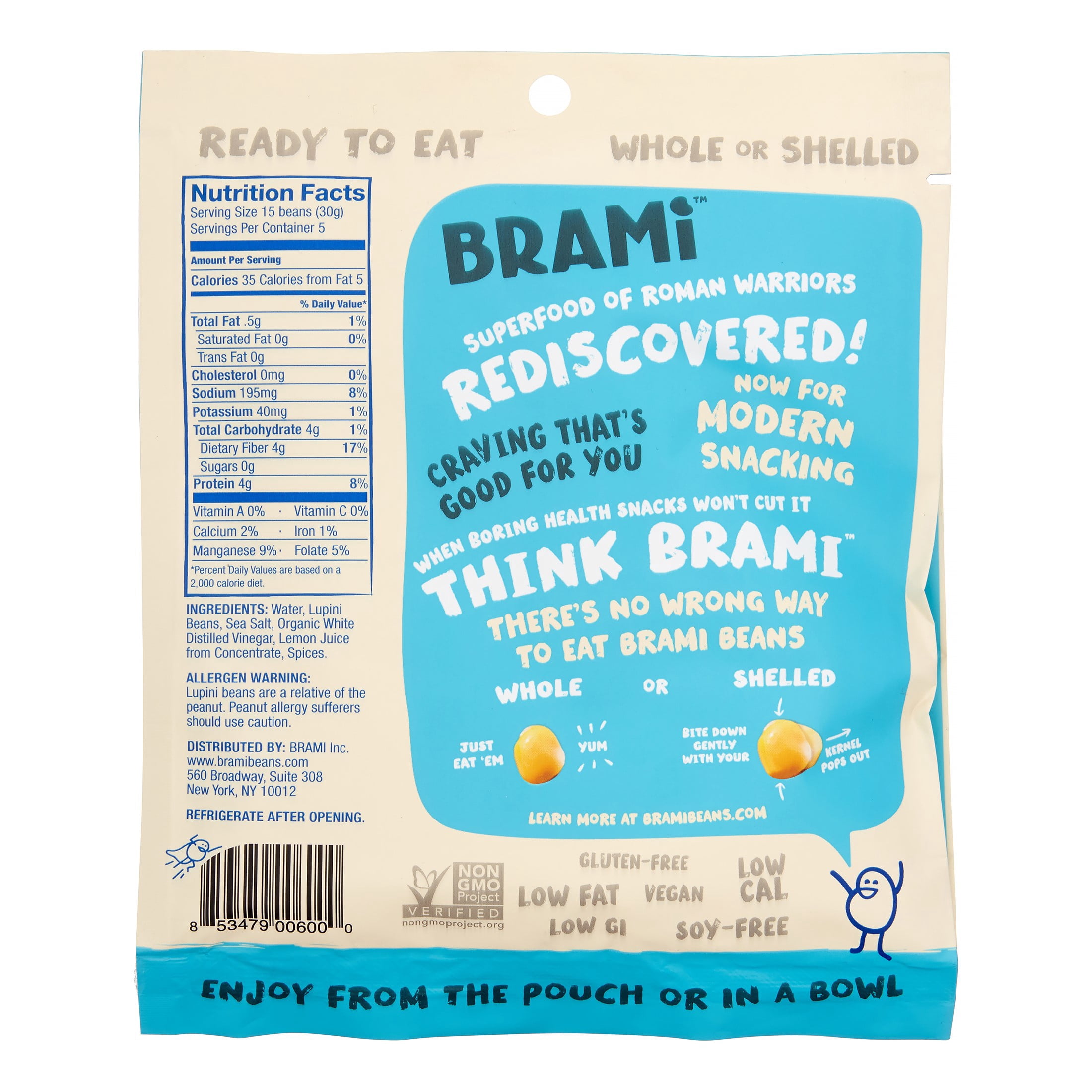 Brami Snacking Lupini Beans, Sea Salt, 5.3 Oz