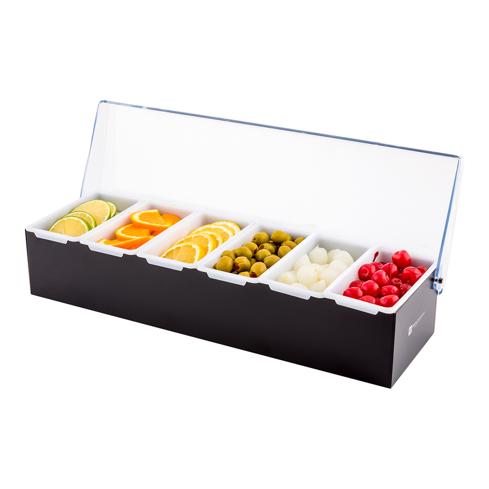 Stainless Steel Condiment Caddy with Plastic Inserts 6 Compartments