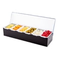 thumbnail image 2 of Restaurantware-Stainless Steel Condiment Dispenser with 6 Plastic Tray Compartments and Clear Lid: Perfect for Bars, Ice Cream Shops, and Coffee Buffets - Easy to Use Garnish Server Station - 1-CT, 2 of 3