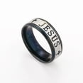 thumbnail image 4 of Anillo de acero inoxidable de 8 mm con cruz religiosa de Jesús, anillo ruso con la leyenda "Dios nos salve" para hombres y mujeres, joyería cristiana., 4 of 4