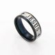 thumbnail image 4 of Anillo de acero inoxidable de 8 mm con cruz religiosa de Jesús, anillo ruso con la leyenda "Dios nos salve" para hombres y mujeres, joyería cristiana., 4 of 4