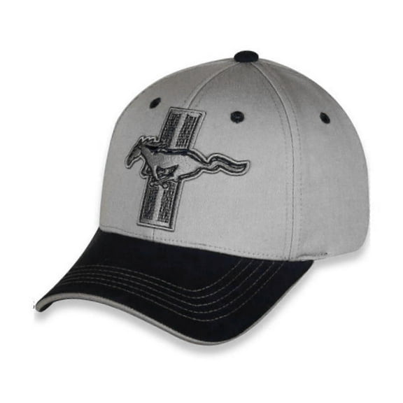 Ford Mustang Tri-Bar Embroidered Hat, Gray & Navy, 100% Cotton