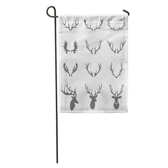 POGLIP Moose Deer Antlers White Reindeer Hipster Alaska Christmas Flat Garden Flag Decorative Flag House Banner 12x18 inch