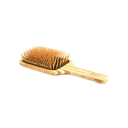 | The Green Brush | Bamboo Pin + Bamboo Handle Hair Brush | Large Paddle, MEDIUM, THICK, CURLY, & LONG HAIR - If you have coarse, stiff, thick, curly, or.., By Bass