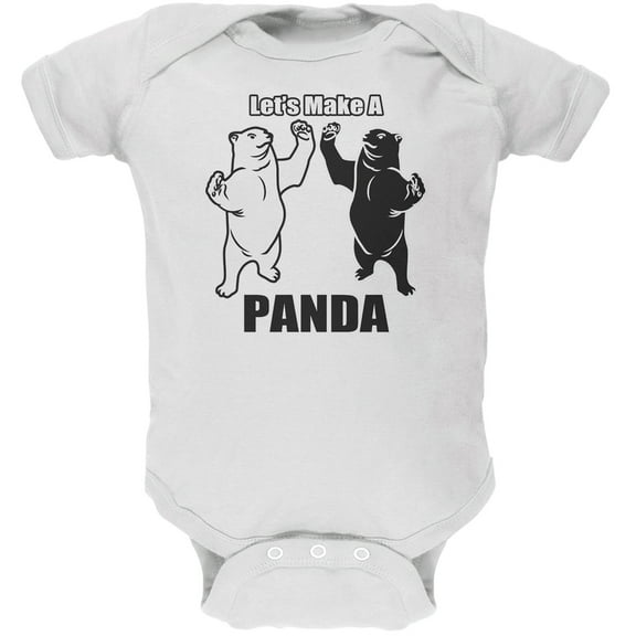 Let's Make a Panda Funny White Soft Baby One Piece - 18 month