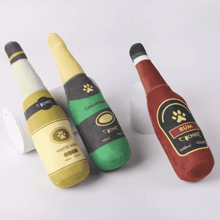 8 Side 3-Piece Chewable Chew Toys Set with 3pc Set for Chew Toys, Brown Champagne Bottle (3 Pack)