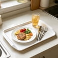 thumbnail image 5 of Large Unbreakable Plastic Serving Trays for Parties, 16.9x11.8 Inch Rectangular Platters for Appetizers and Fruits, BPA-Free Reusable Serving Tray for Restaurants,White, 5 of 8