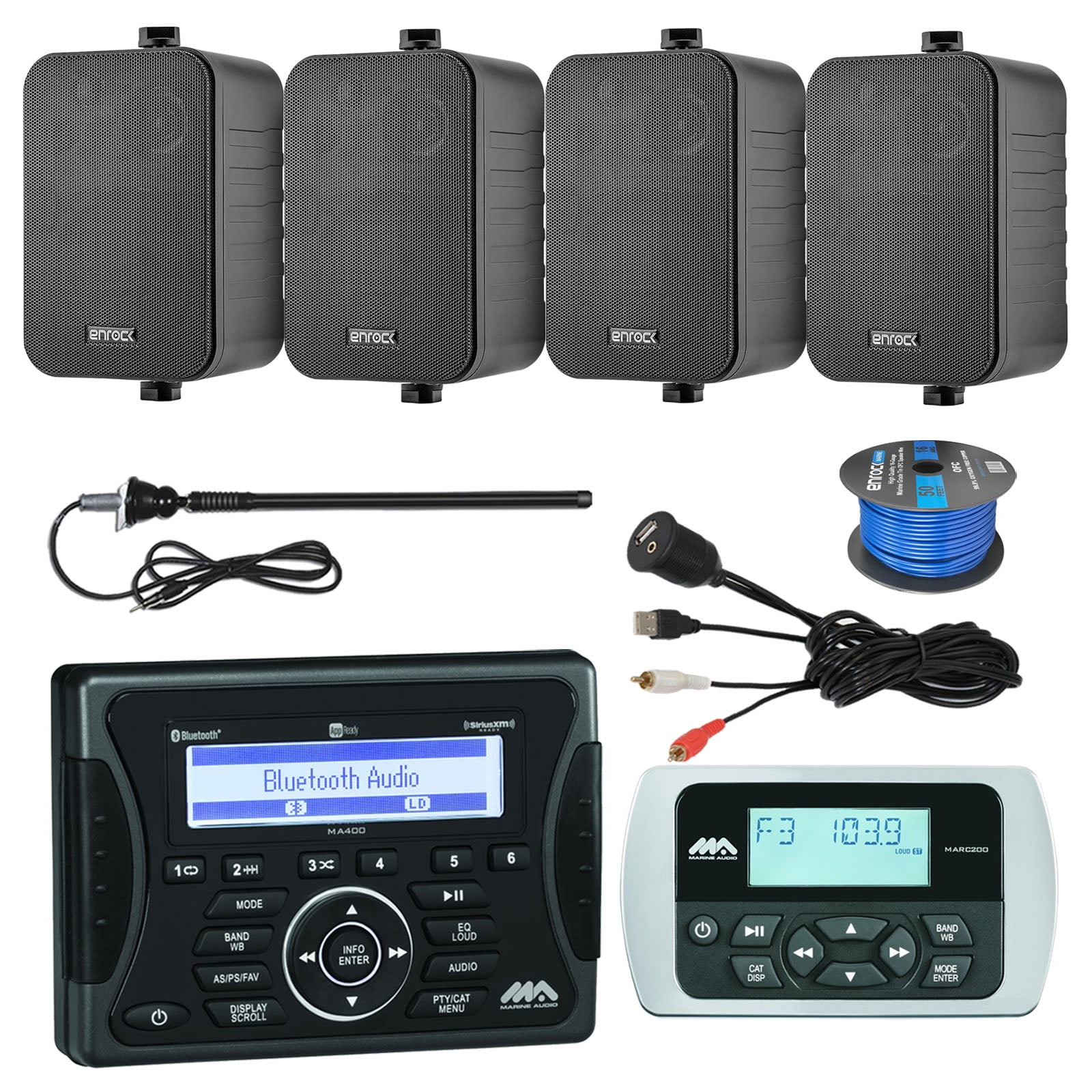 Jensen Marine Audio Bluetooth AUX USB SiriusXMReady Receiver, Wired