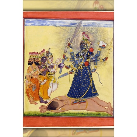 24"x36" Gallery Poster, Goddess Bhadrakali Worshipped by the Gods- from a tantric Devi series