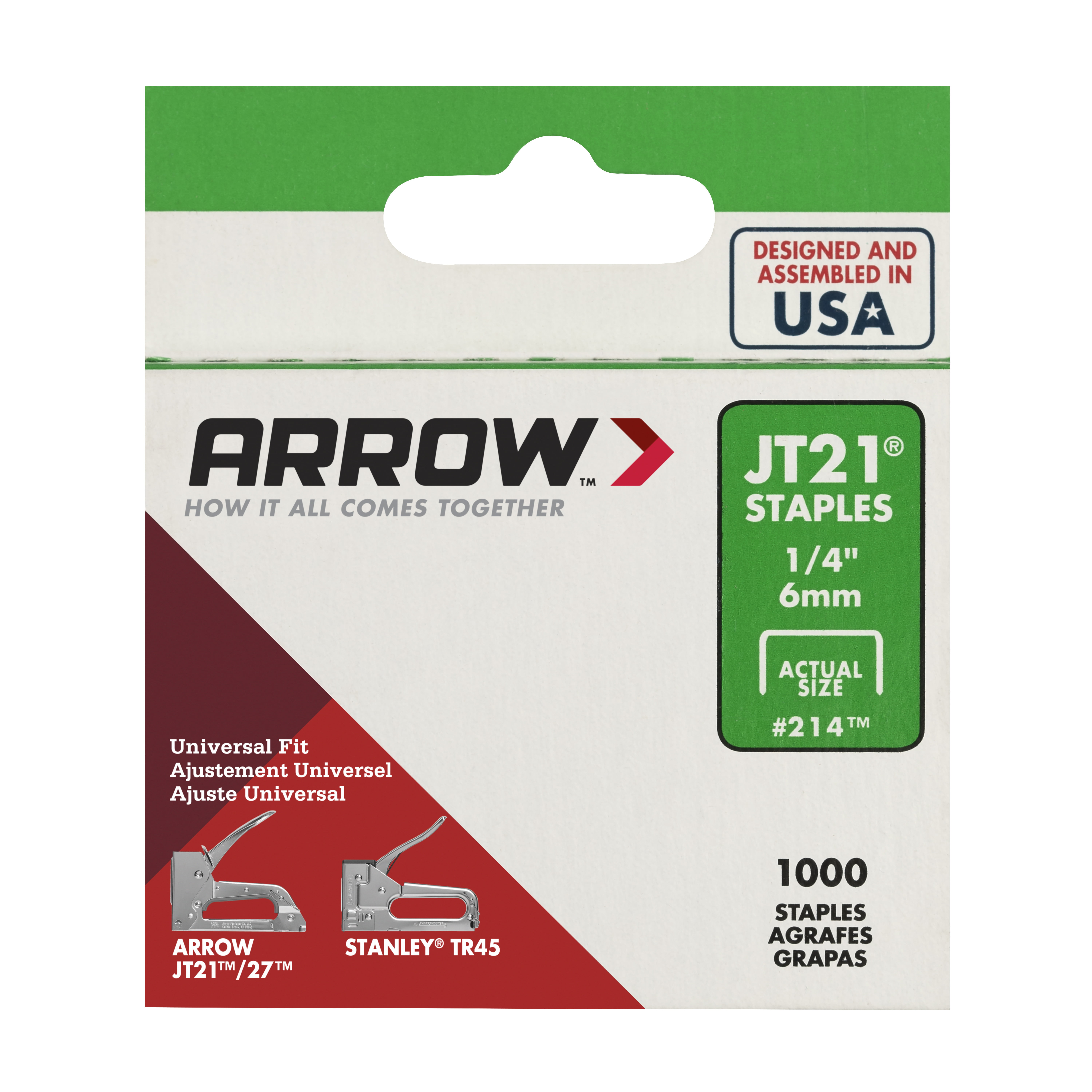 30 packages Arrow Fastener # 214 JT21 TR45 1000 Pack 1/4" Staples 