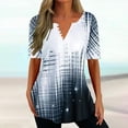 thumbnail image 2 of LEAVINGSUO Button Down Shirts for Women, Womens Tops Womens Fashion Women's Fashion Casual Spring Summer Short Sleeve V-Neck Blouses &, 2 of 6