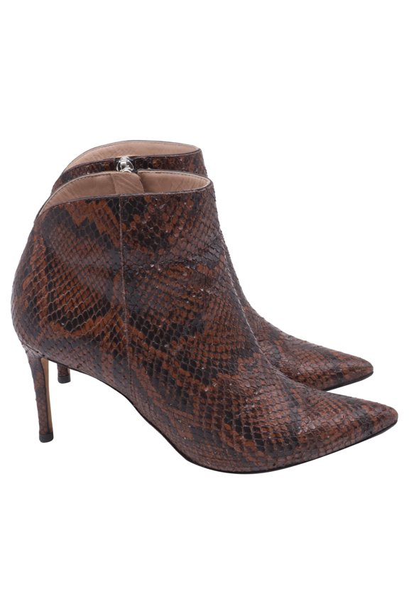 Pre-Owned Giuseppe Zanotti Maskenada Brunette Snakeskin Ankle Boots in Brown Leather