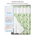 thumbnail image 4 of No Hook Shower Curtain with Snap-in Liner, Spring Leaves Waterproof Fabric Bathroom Curtains, Pastoral Garden Botanical Watercolor Bath Curtains & Mesh Top Window 66"x72", 4 of 9