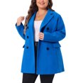 thumbnail image 6 of Women's Plus Size Notched Lapel Double Breasted Long Coat for Stylish Winter Wear 3X Royal Blue, 6 of 7